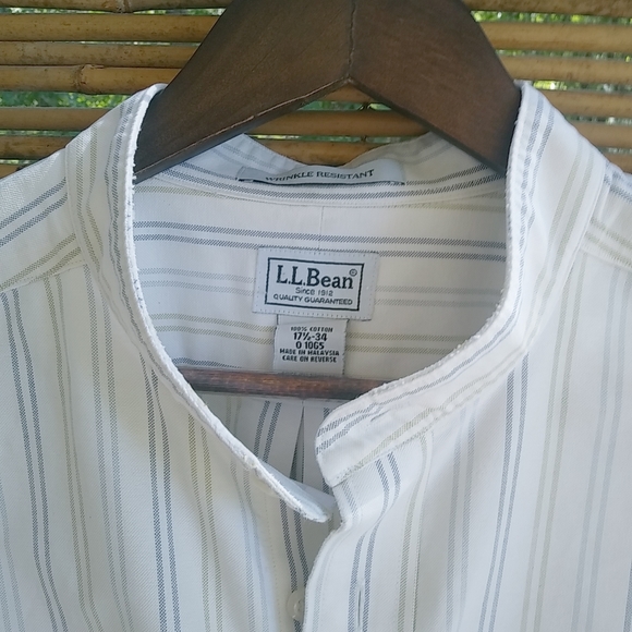 LL Bean 17.5 34 Mens Creme Casual Dress Shirt. O10G5 - Picture 6 of 8
